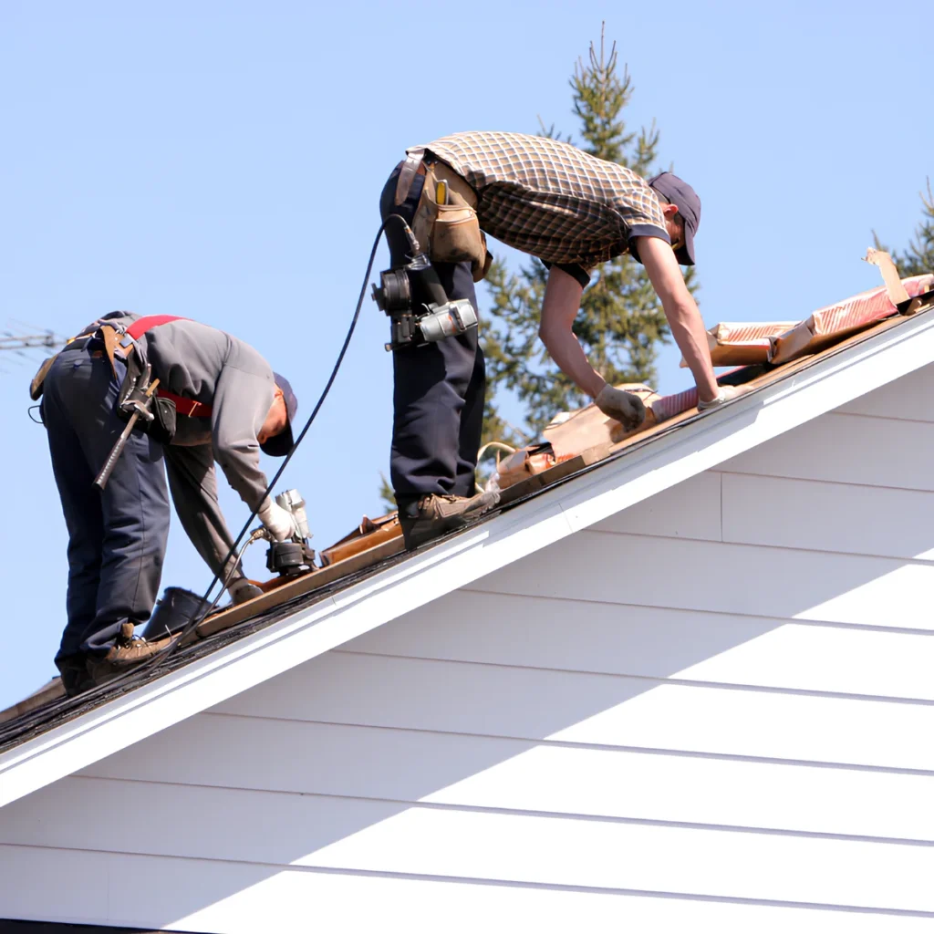 Image of emergency storm damage roof repair.