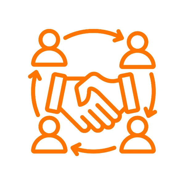 Icon showing a project manager coordinating a home build.