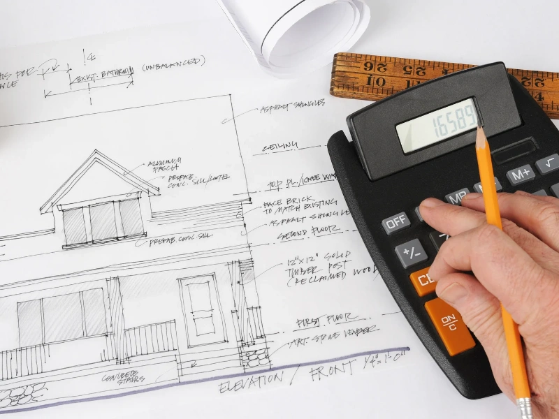 Image of a contractor breaking down vinyl siding installation cost for a homeowner.