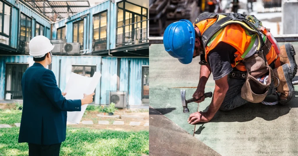 Image of a general contractor vs a handyman, showing a contractor at work.