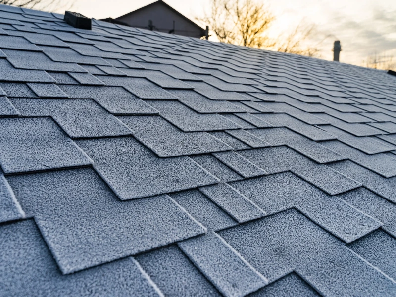 Image of asphralt shingles on a roof.