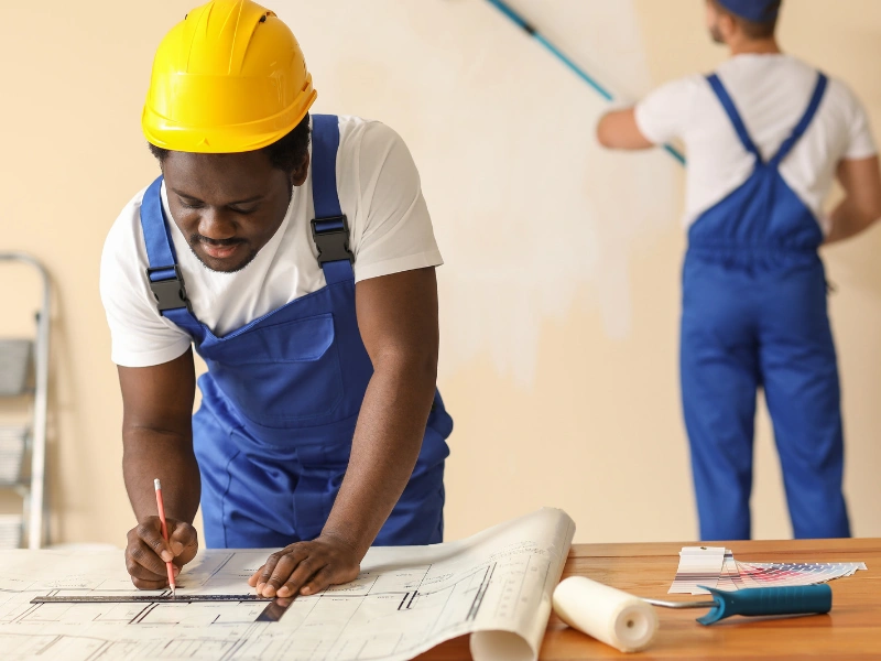 Image showing a contractor doing minor home repairs.