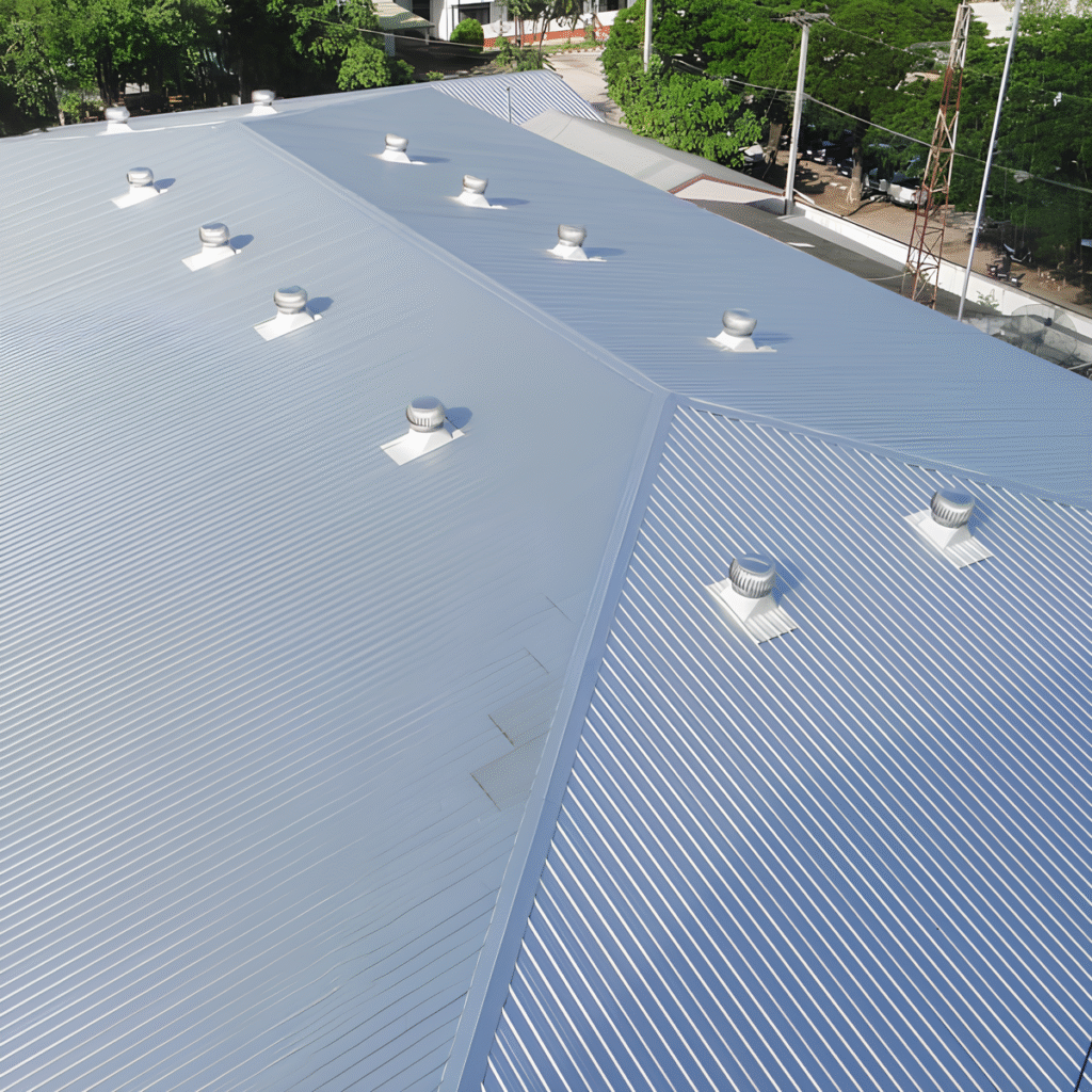 Image of the new roof of a commercial remodeling project.