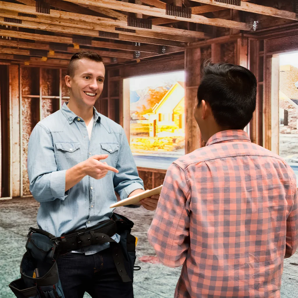 Image showing a contractor speaking with a client